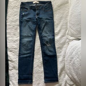 Hollister Dark Blue Skinny Jeans with Light Distressing 9L